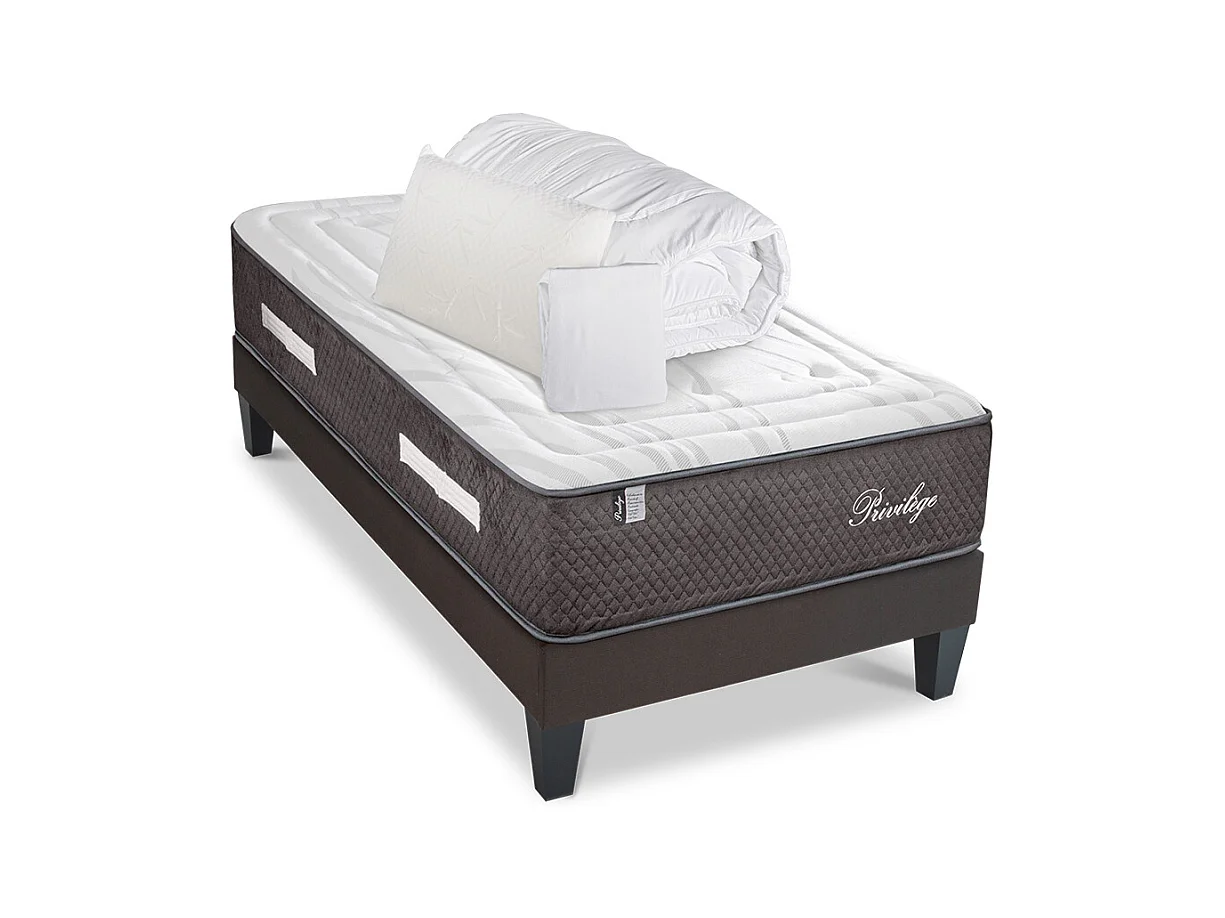 BELLECOUR LITERIE | Pack anti punaise PRIVILEGE 90x200 cm | Matelas + Sommier + Accessoires