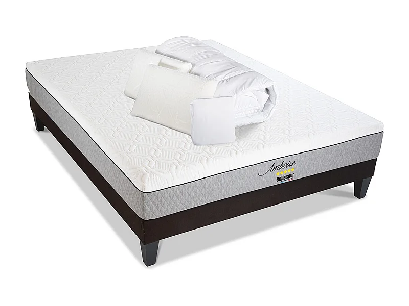 BELLECOUR LITERIE | Pack anti punaise AMBOISE 140x190 cm | Matelas + Sommier + Accessoires