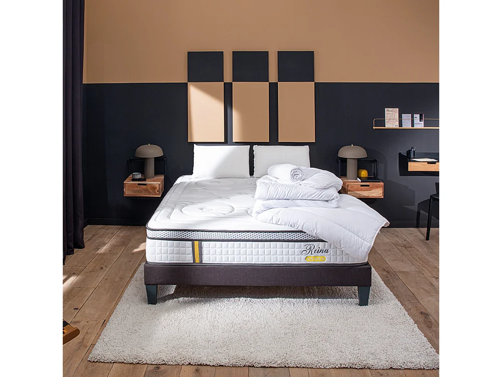 BELLECOUR LITERIE | Pack anti punaise REINA 2.0 180x200 cm | Matelas + Sommier + Accessoires