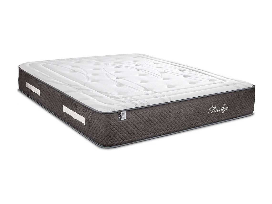 BELLECOUR LITERIE | Pack PRIVILEGE 180x200 cm | Matelas Ressorts ensachés + Sommier Bois + Protège matelas anti punaise