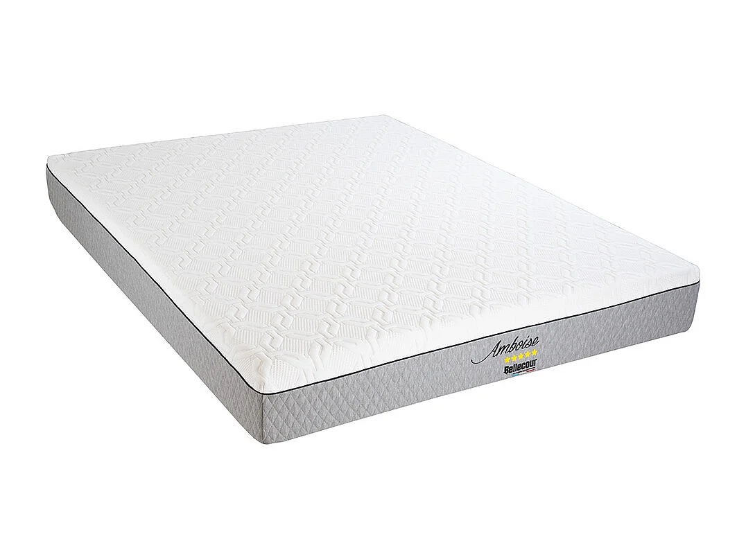 BELLECOUR LITERIE | Pack AMBOISE 140x190 cm | Matelas Mémoire de forme + Sommier Bois + Protège matelas anti punaise