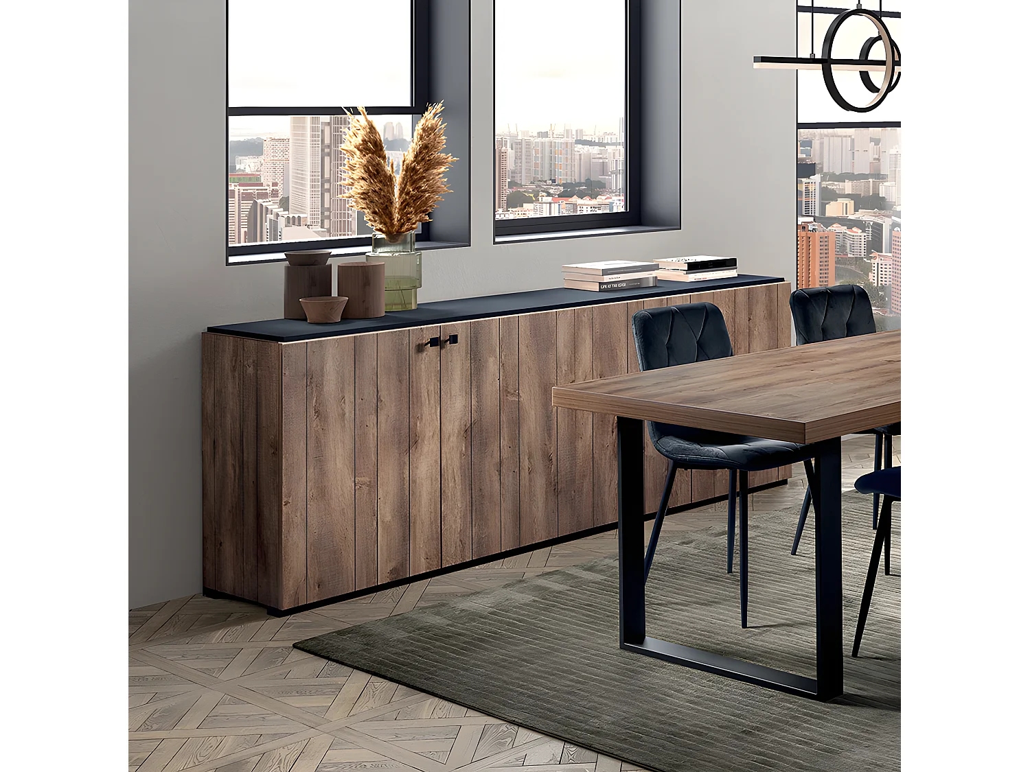 Buffet 4 portes 220 cm coloris denver oak Stone