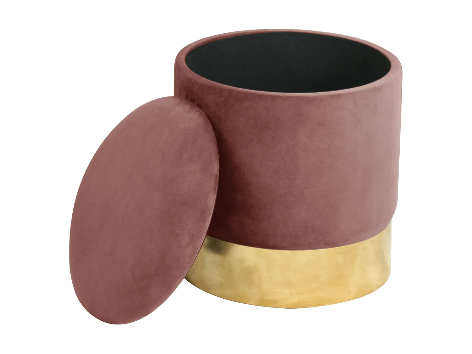 Pouf de Rangement avec Couvercle AKORD GOLDEN velour colour Rose hauteur 40 cm