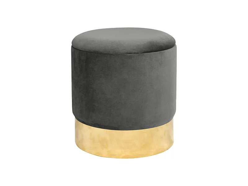 Gouden Grafiet Fluwelen Poef - Opening, Ronde Vorm, Luxe Design