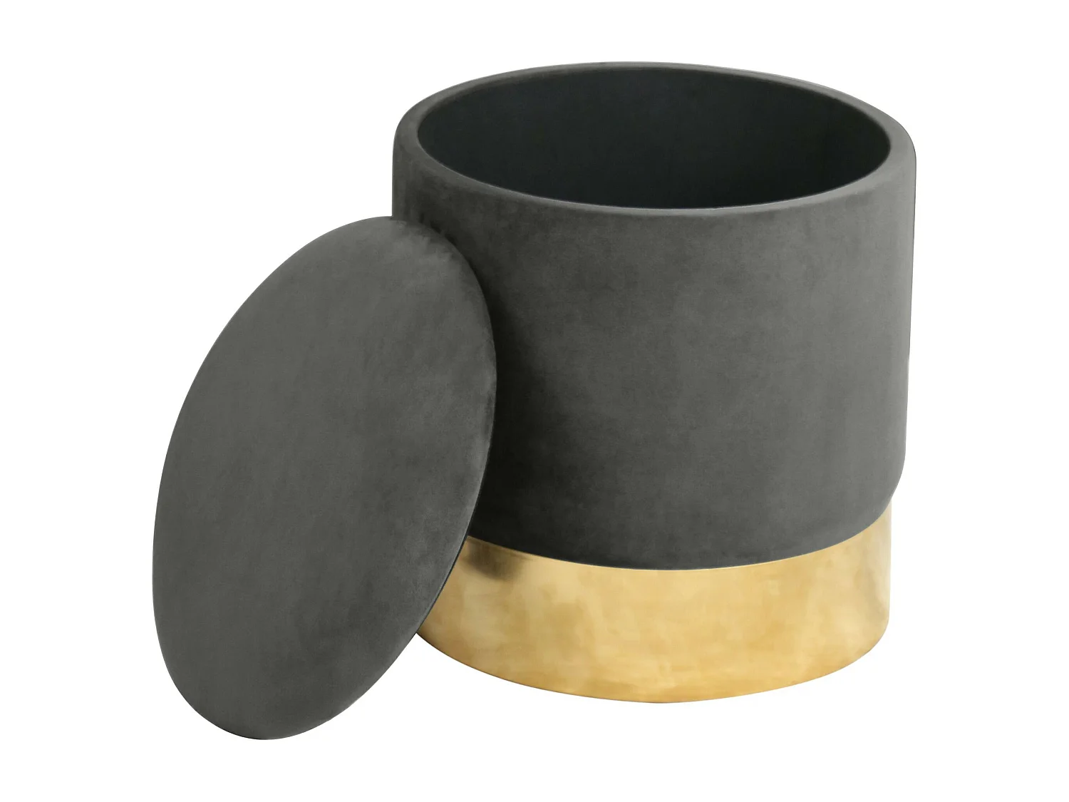 Pouf de Rangement avec Couvercle AKORD GOLDEN velour colour Gris Graphite hauteur 40 cm