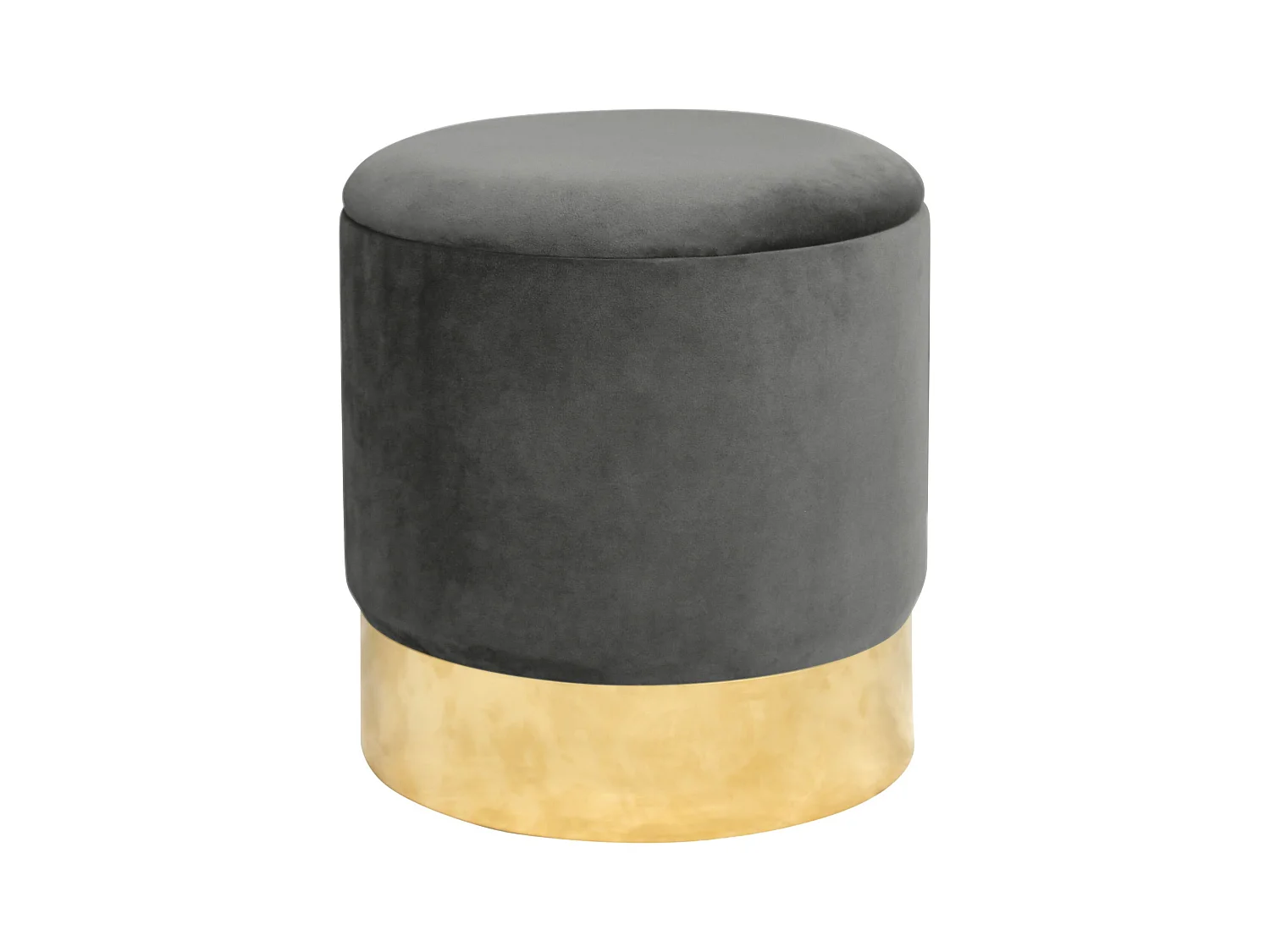 Gouden Grafiet Fluwelen Poef - Opening, Ronde Vorm, Luxe Design