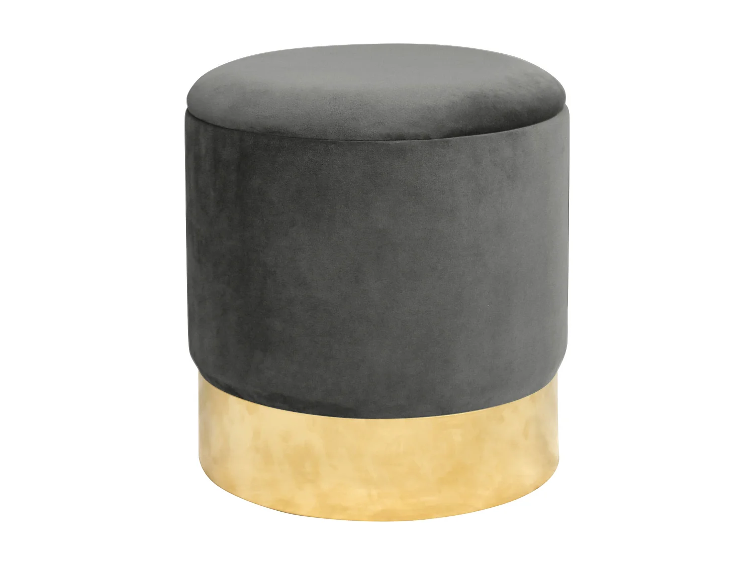 Pouf de Rangement avec Couvercle AKORD GOLDEN velour colour Gris Graphite hauteur 40 cm