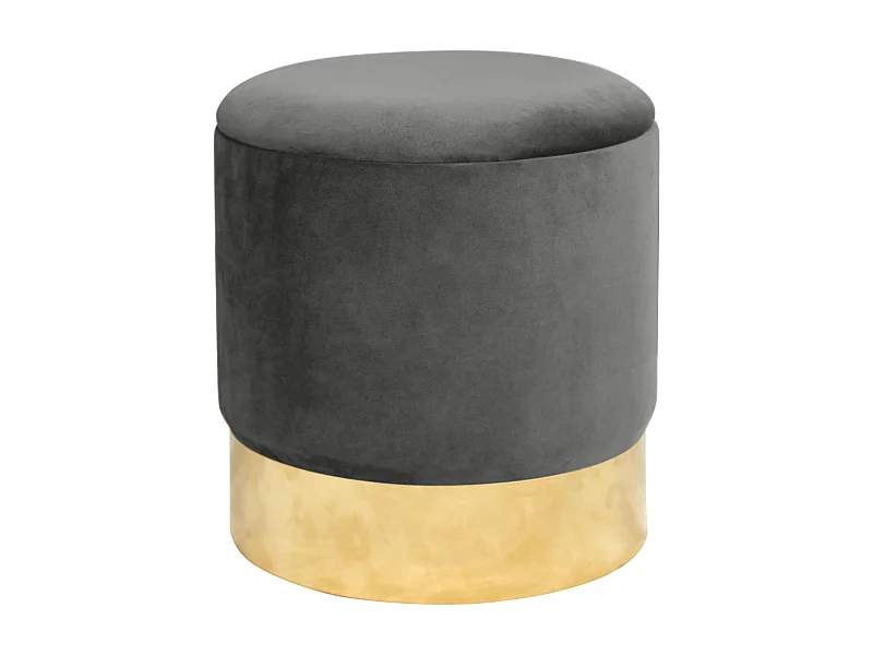 Pouf de Rangement avec Couvercle AKORD GOLDEN velour colour Gris Graphite hauteur 40 cm