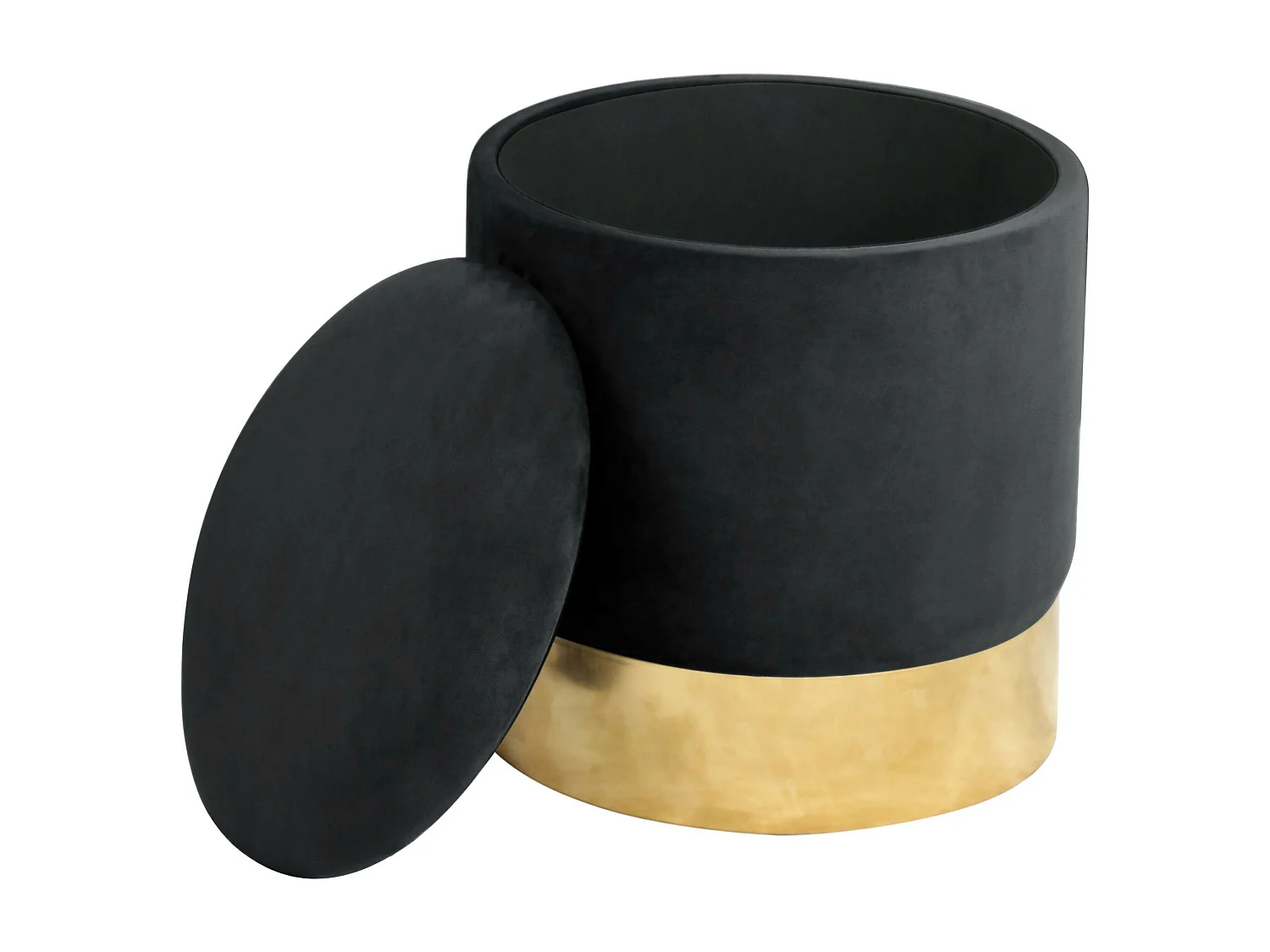 Pouf a scomparto rotonda in velluto AKORD GOLDEN colore Nero