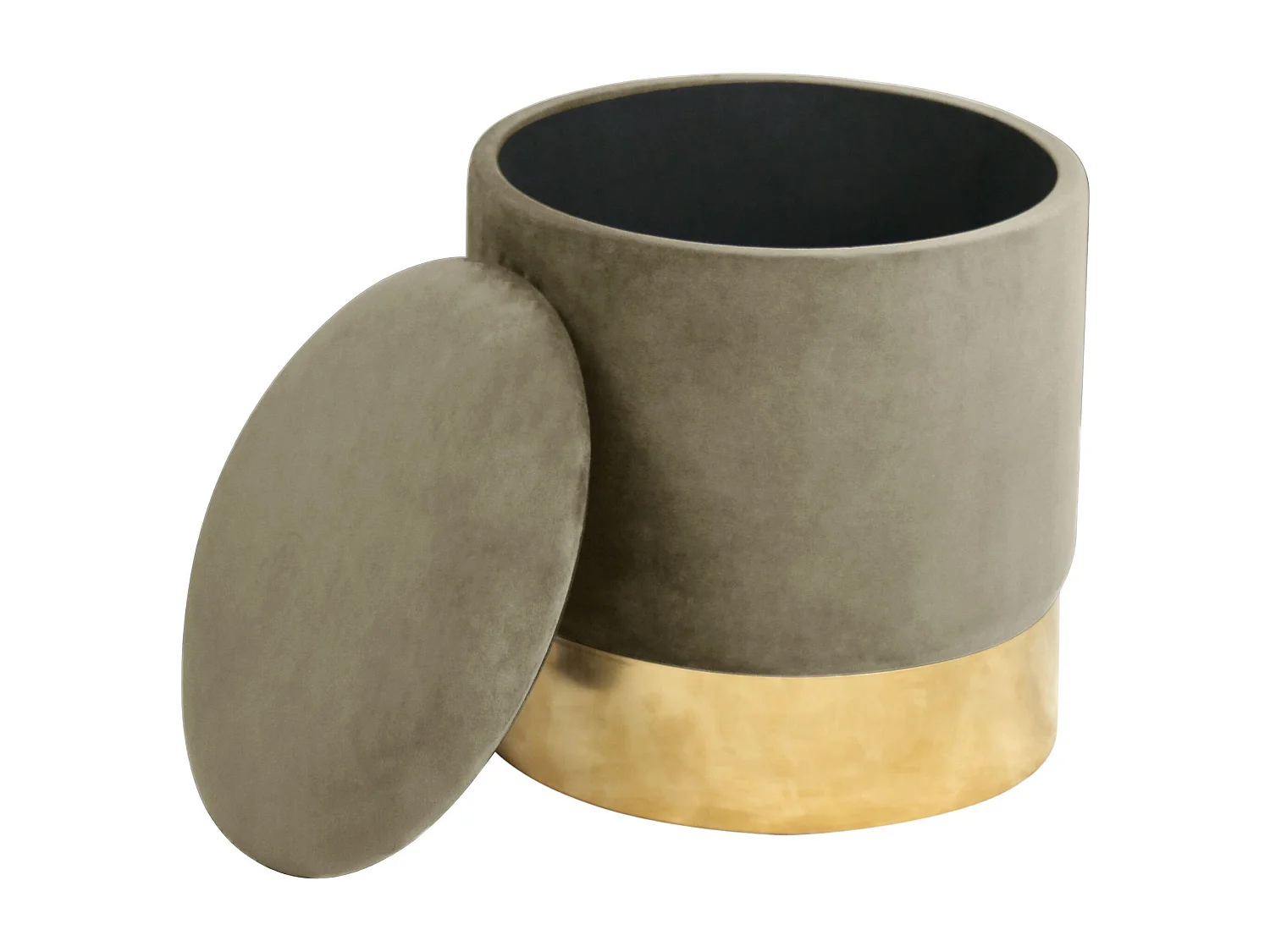 Pouf de Rangement avec Couvercle AKORD GOLDEN velour colour Beige hauteur 40 cm