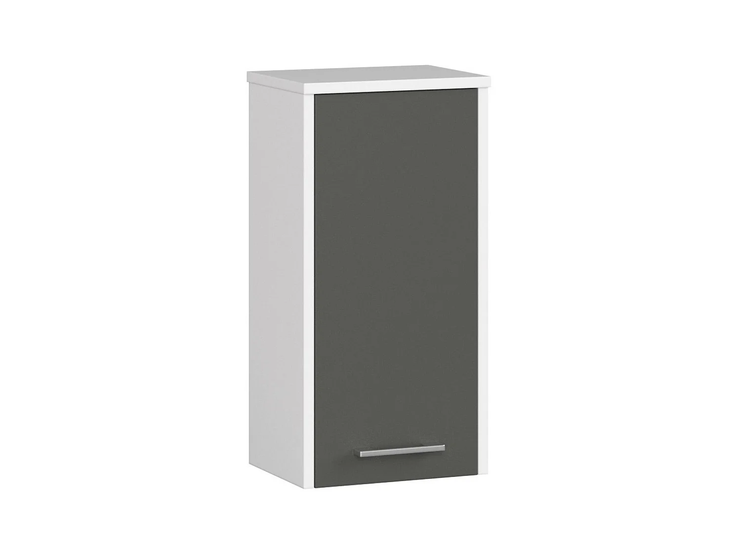 Armoire salle de bains AKORD FIN accr. au mur Blanche 30 cm 1 porte façade Gris Graphite 2 étagères 30x22,5x60 cm