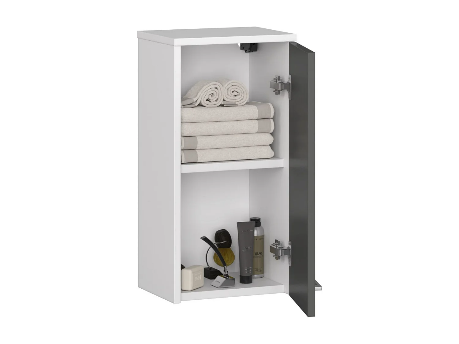 Szafka łazienkowa AKORD FIN Biała 30 cm 1 drzwi kolor Grafit Szary mat 2 półki 30x22,5x60 cm