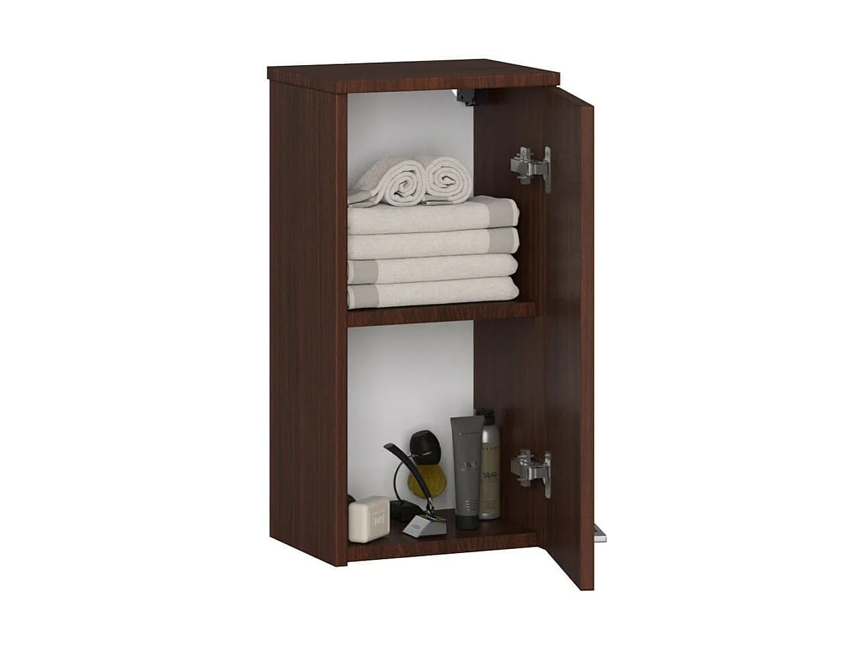 Hängender Badezimmerschrank AKORD FIN Wenge 30 cm Tür 2 Ebenen B30 x H60 x T22,5 cm