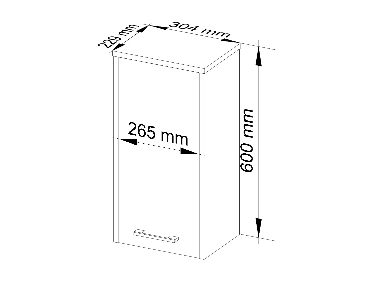 Armoire salle de bains AKORD FIN accr. au mur Wengé 30 cm 1 porte façade Wengé 2 étagères 30x22,5x60 cm