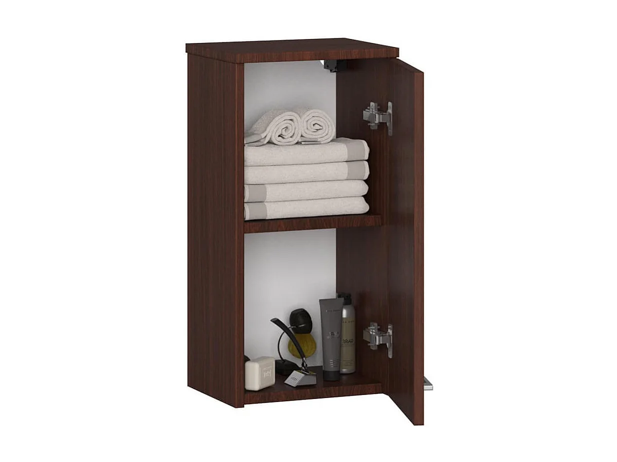 Armoire salle de bains AKORD FIN accr. au mur Wengé 30 cm 1 porte façade Wengé 2 étagères 30x22,5x60 cm