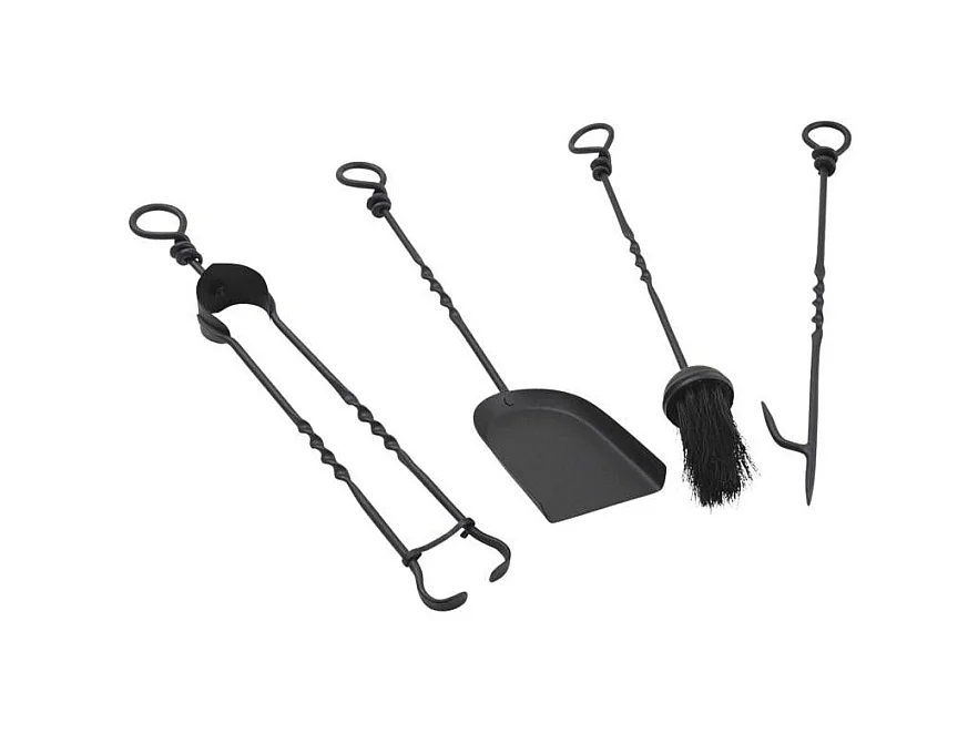 Set de 4 accessoires de cheminée en fer forgé 46cm