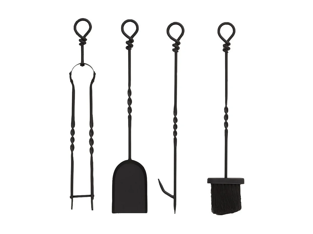 Accessoires de cheminée en fer forgé (Lot de 4)