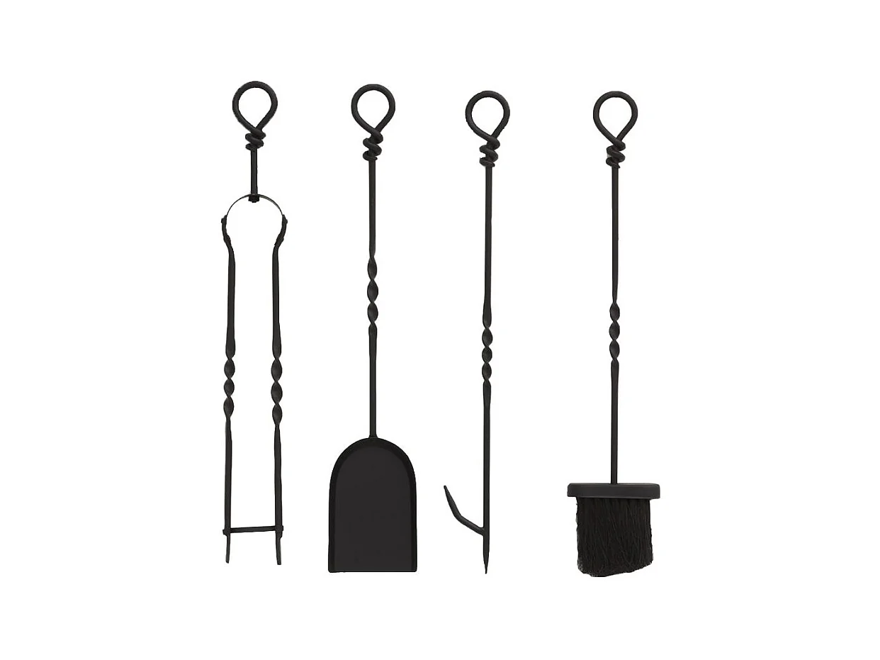 Accessoires de cheminée en fer forgé (Lot de 4)