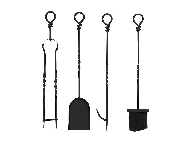 Accessoires de cheminée en fer forgé (Lot de 4)