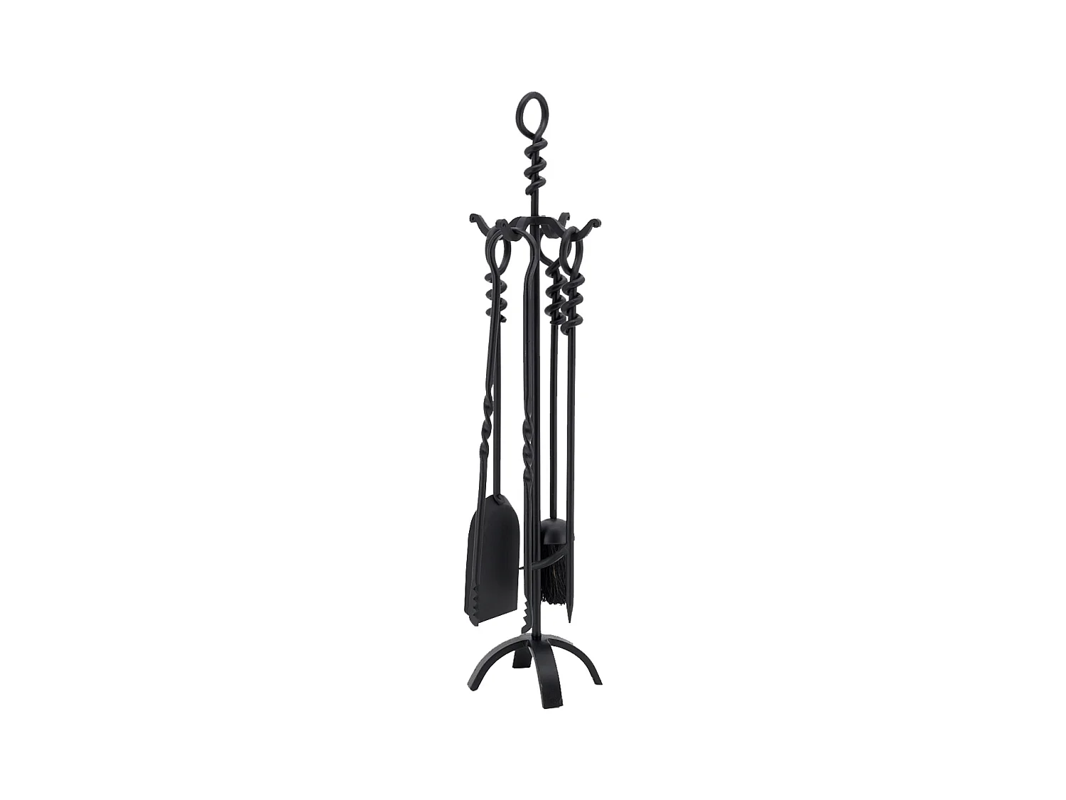 Valet de cheminée en fer forgé noir 4 accessoires