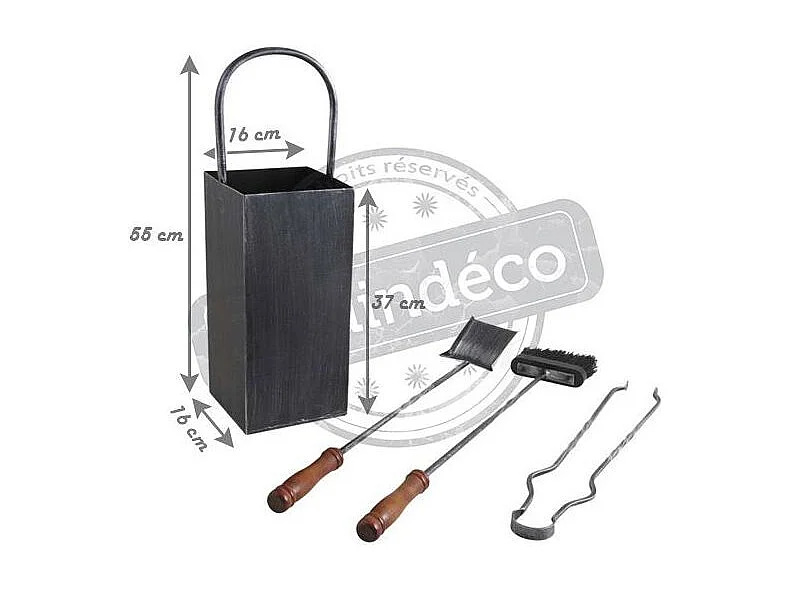 Serviteur de cheminée en fer forgé 3 accessoires