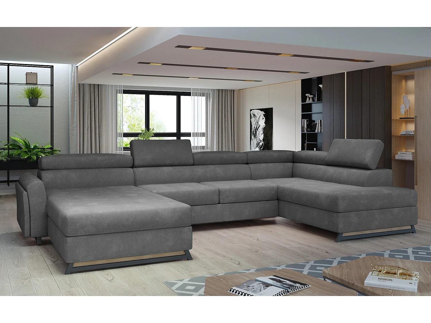 Divano d'angolo Silvy UR Tessuto-Grigio