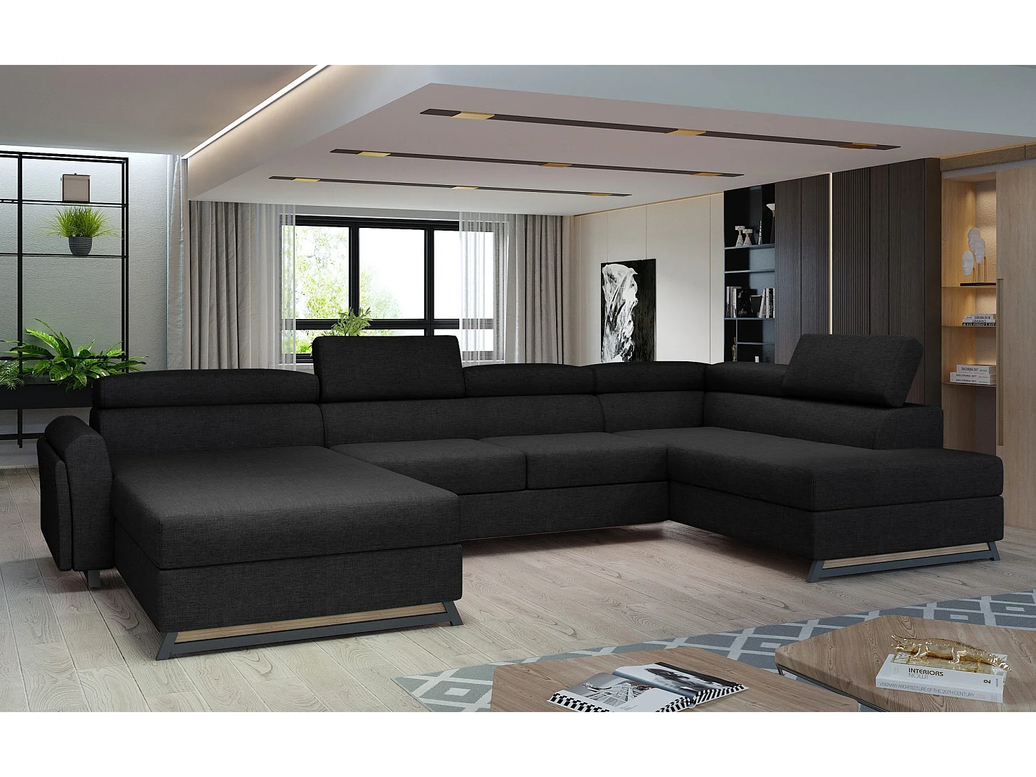 Divano d'angolo Silvy UR Tessuto-Grigio