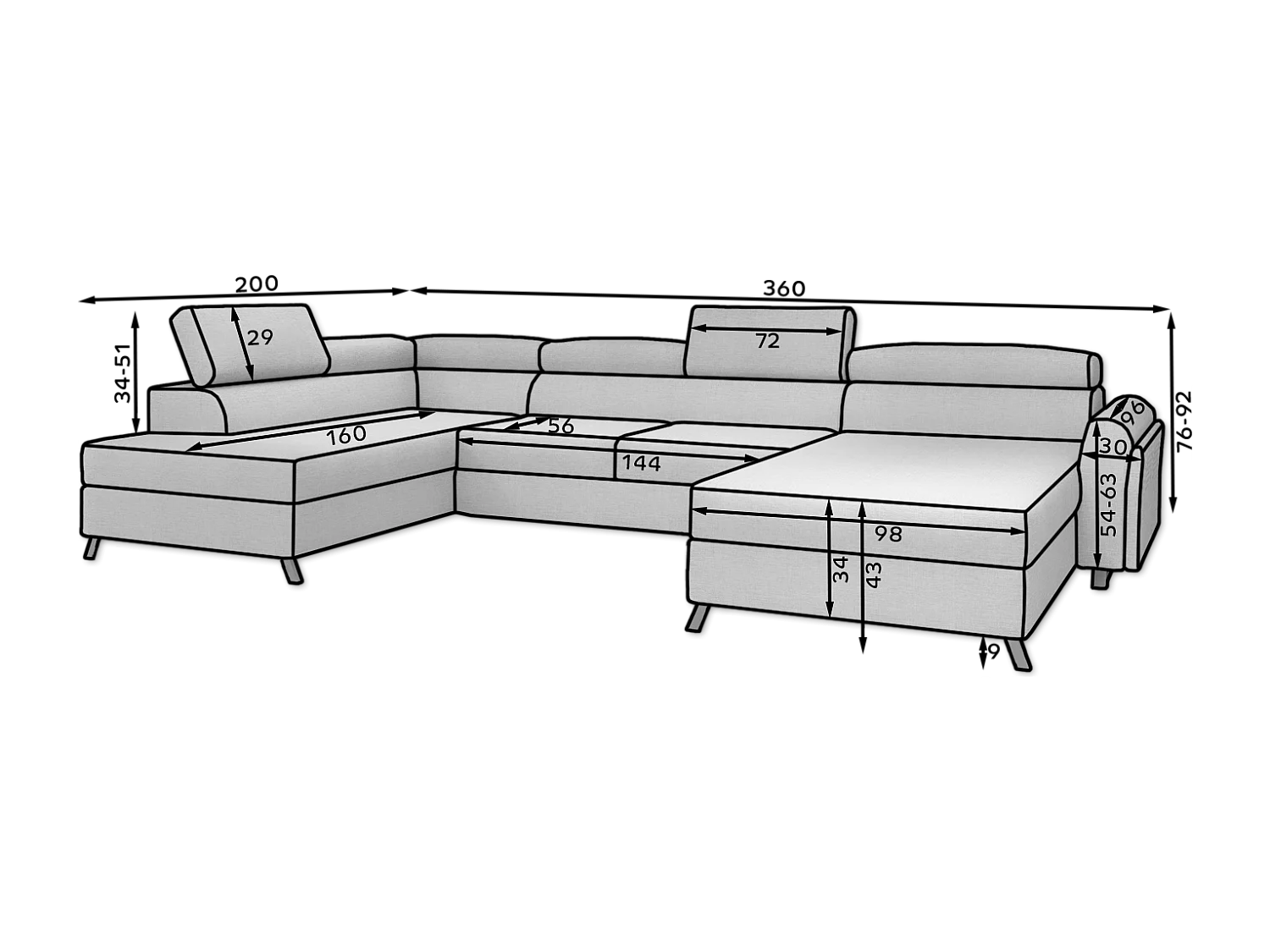 Ecksofa Silvy UR Stoff-Grün