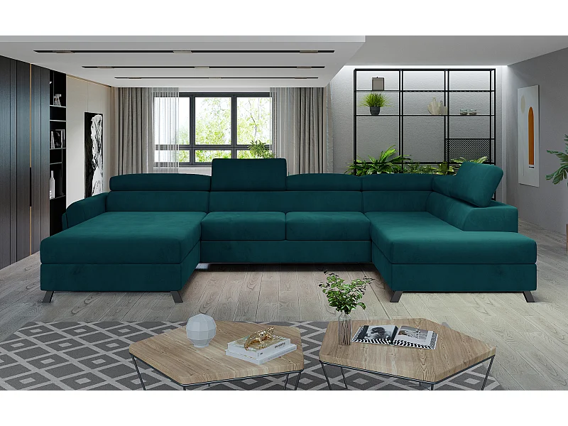 Ecksofa Silvy UR Stoff-Grün