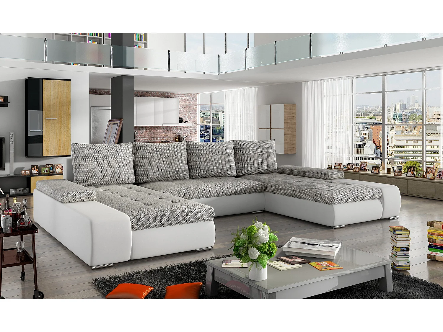 Ecksofa Vicenza Stoff-Schwarz