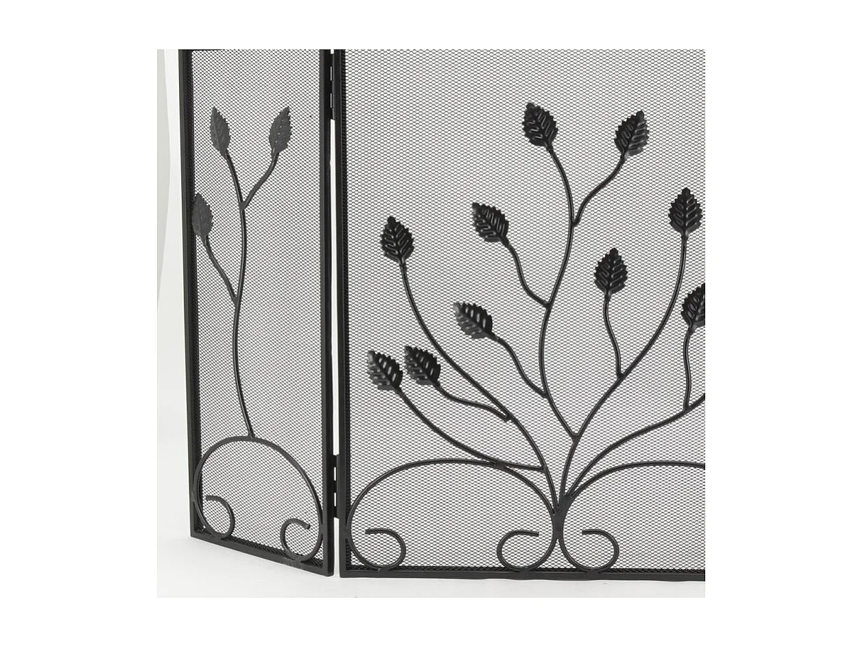 Pare-feu de cheminée en fer forgé 3 pans Fleur
