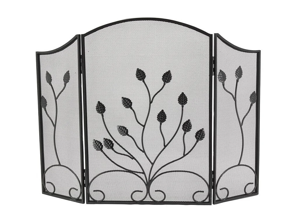 Pare-feu de cheminée en fer forgé 3 pans Fleur