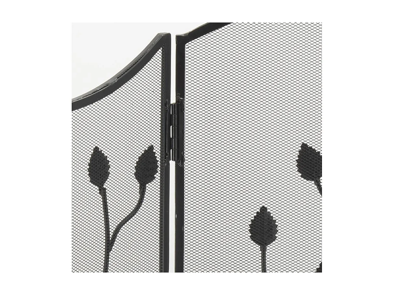 Pare-feu de cheminée en fer forgé 3 pans Fleur