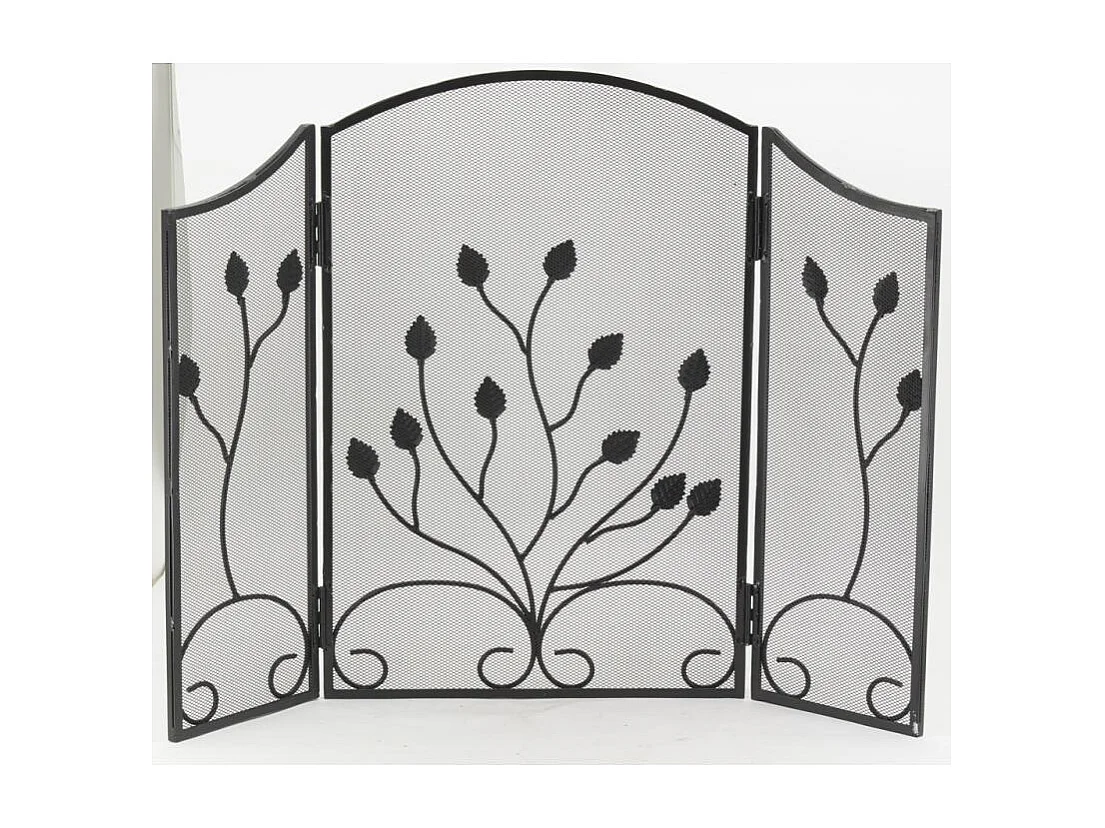 Pare-feu de cheminée en fer forgé 3 pans Fleur