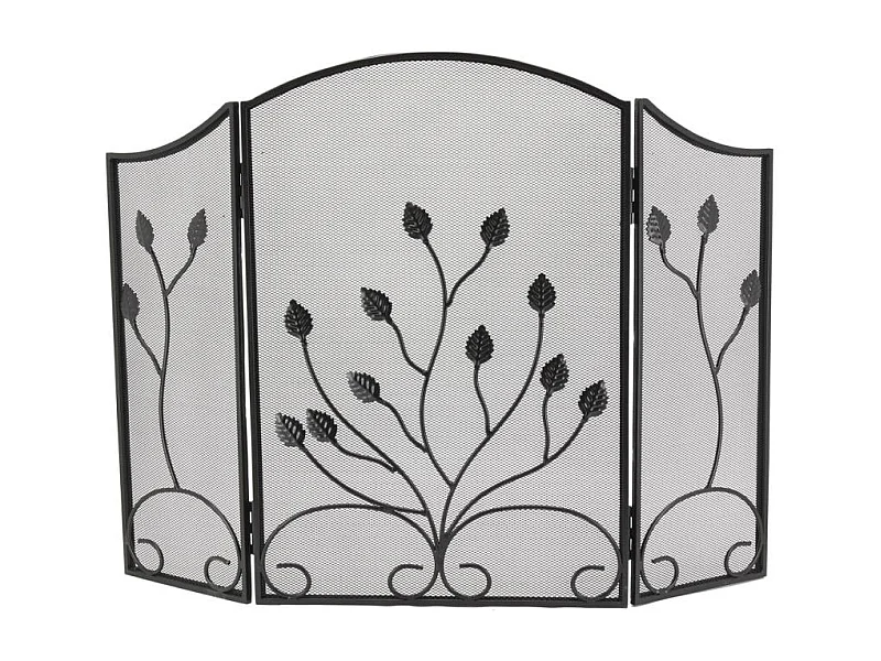 Pare-feu de cheminée en fer forgé 3 pans Fleur