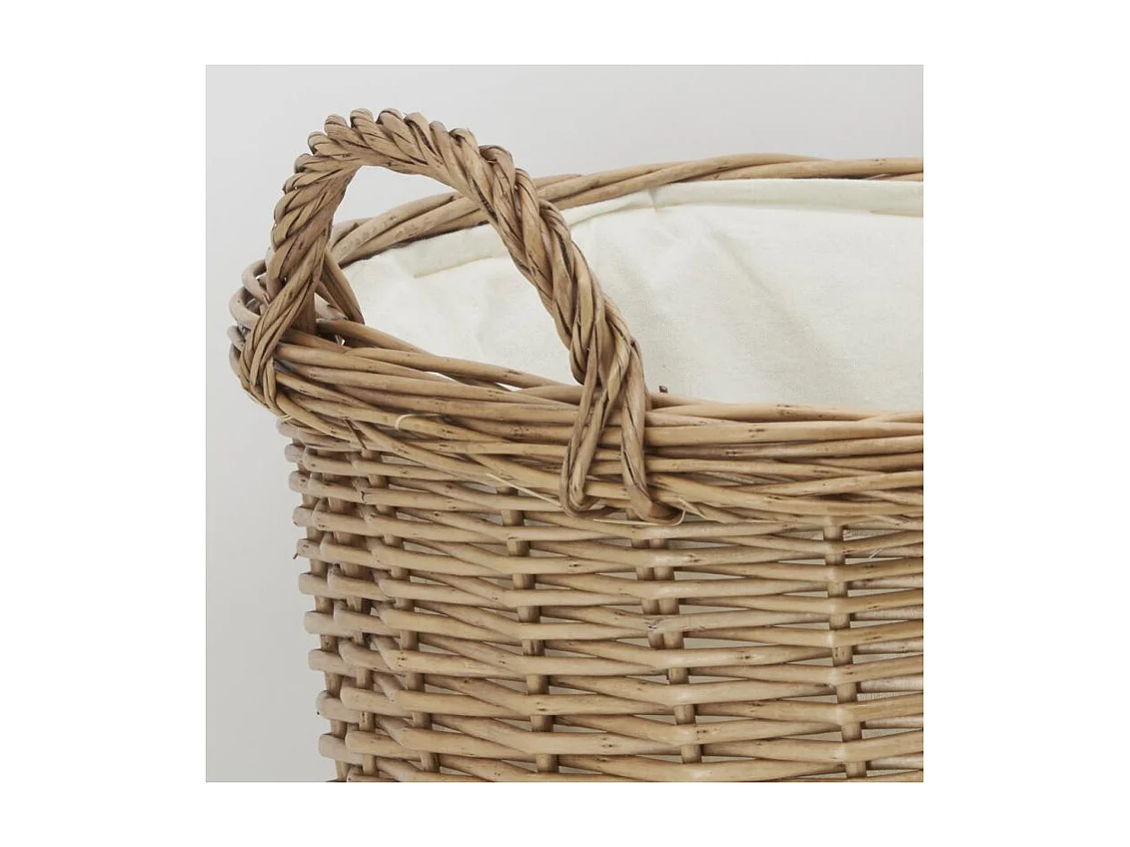 Corbeille à linge en osier brut doublé