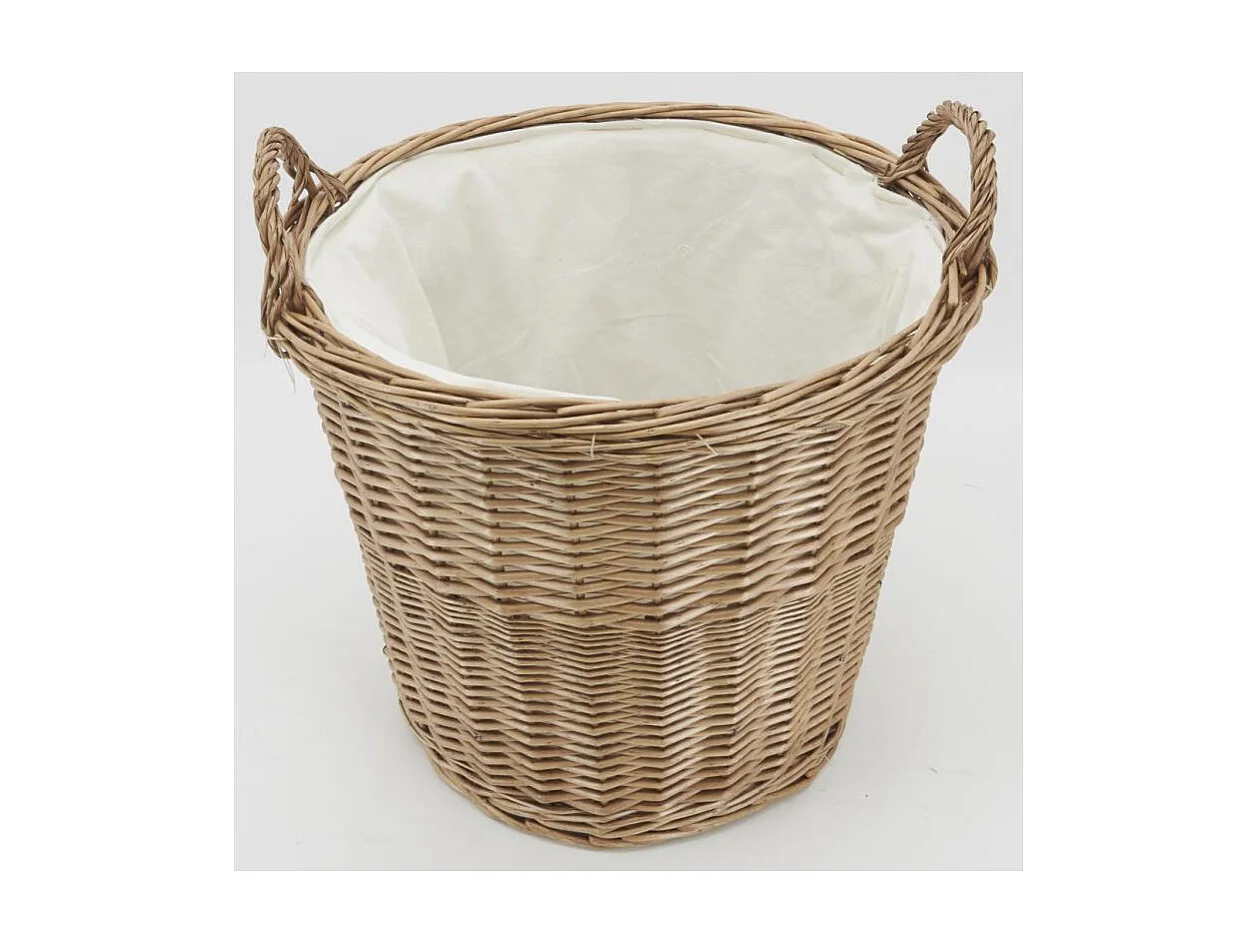 Corbeille à linge en osier brut doublé
