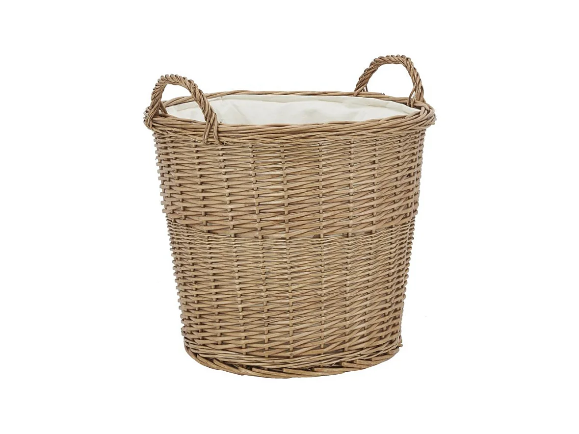 Corbeille à linge en osier brut doublé