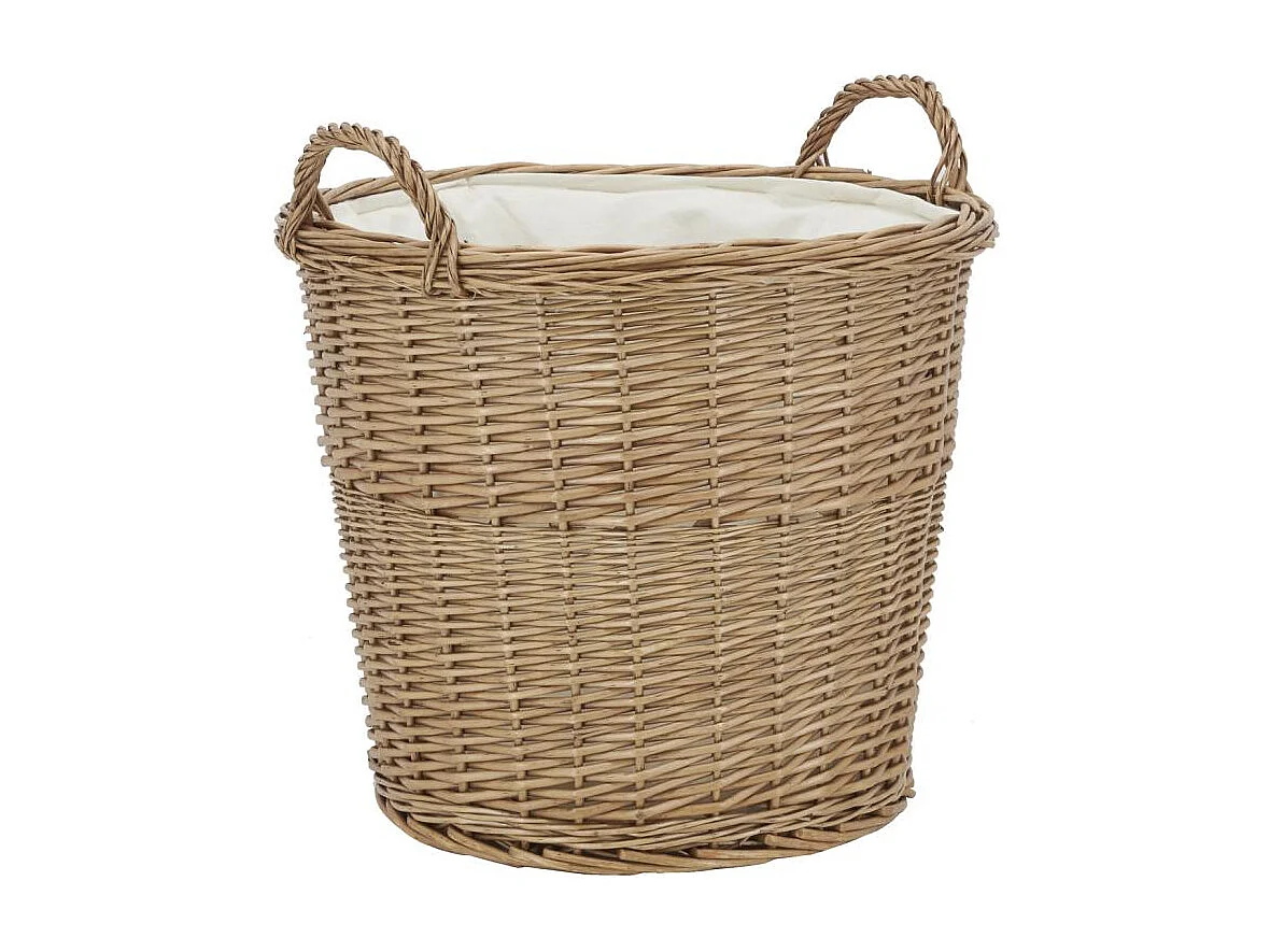 Corbeille à linge en osier brut doublé
