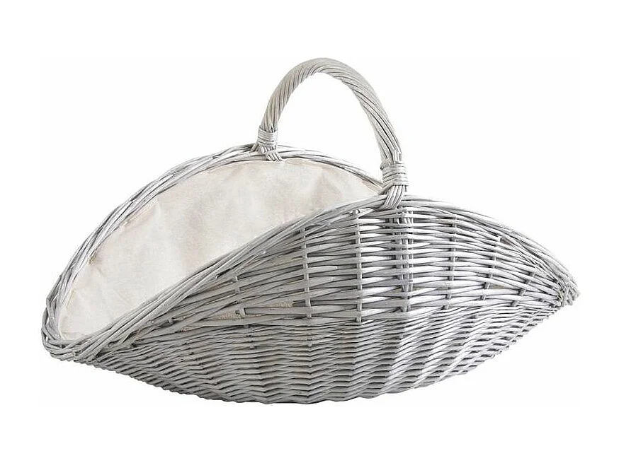 Paniers à bûches en osier gris et jute (lot de 2) Ovale