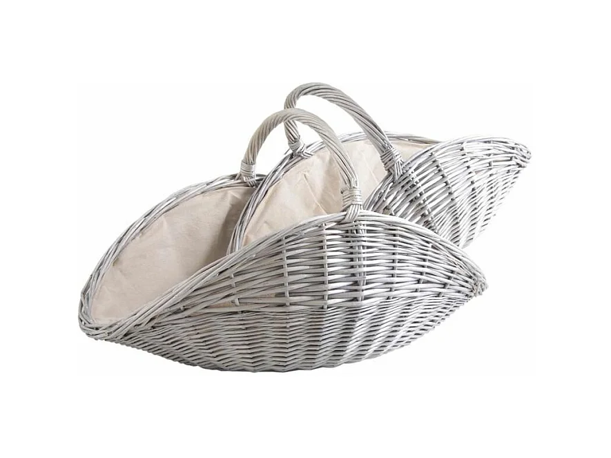 Paniers à bûches en osier gris et jute (lot de 2) Ovale