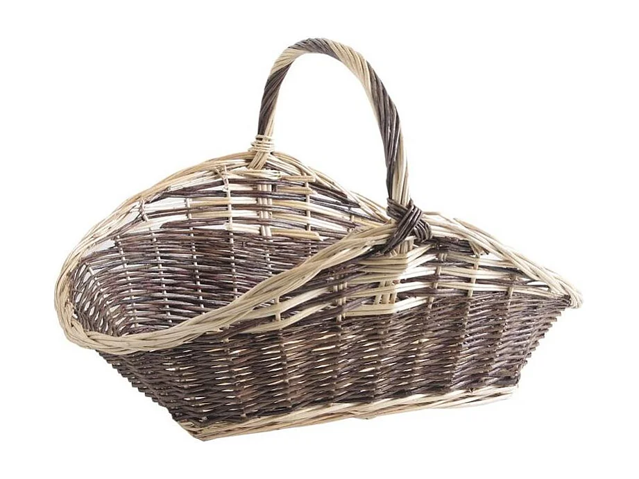 Paniers à bûches en osier brut et beige (lot de 2)