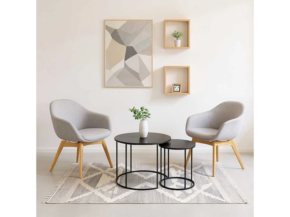 Tables basses en métal teinté noir (Lot de 2)