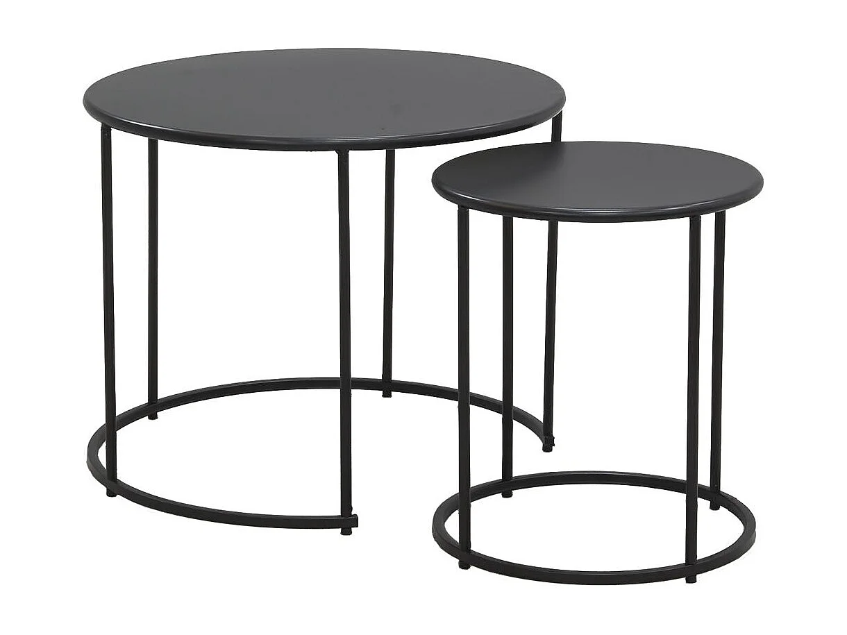 Tables basses en métal teinté noir (Lot de 2)