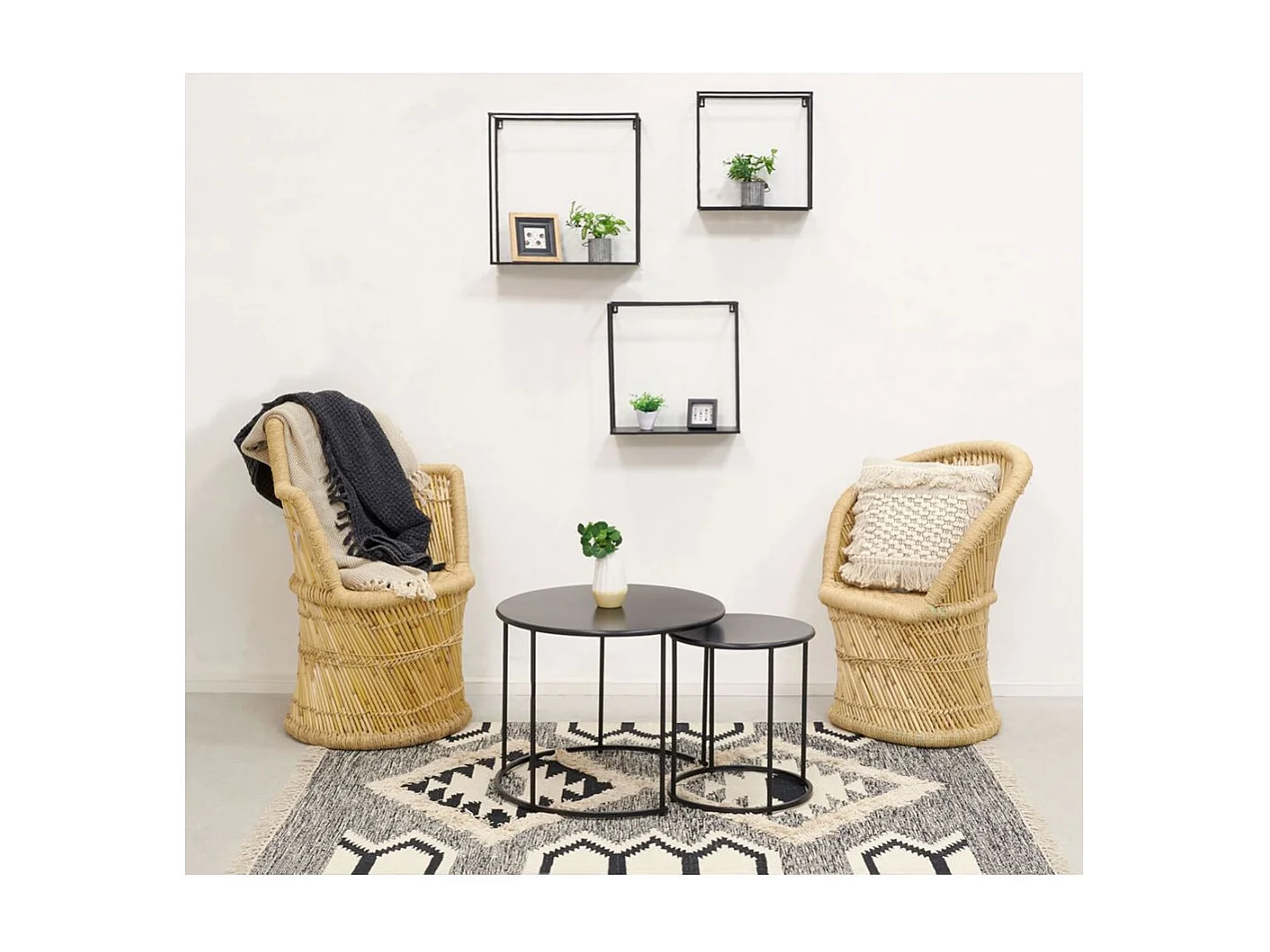 Tables basses en métal teinté noir (Lot de 2)