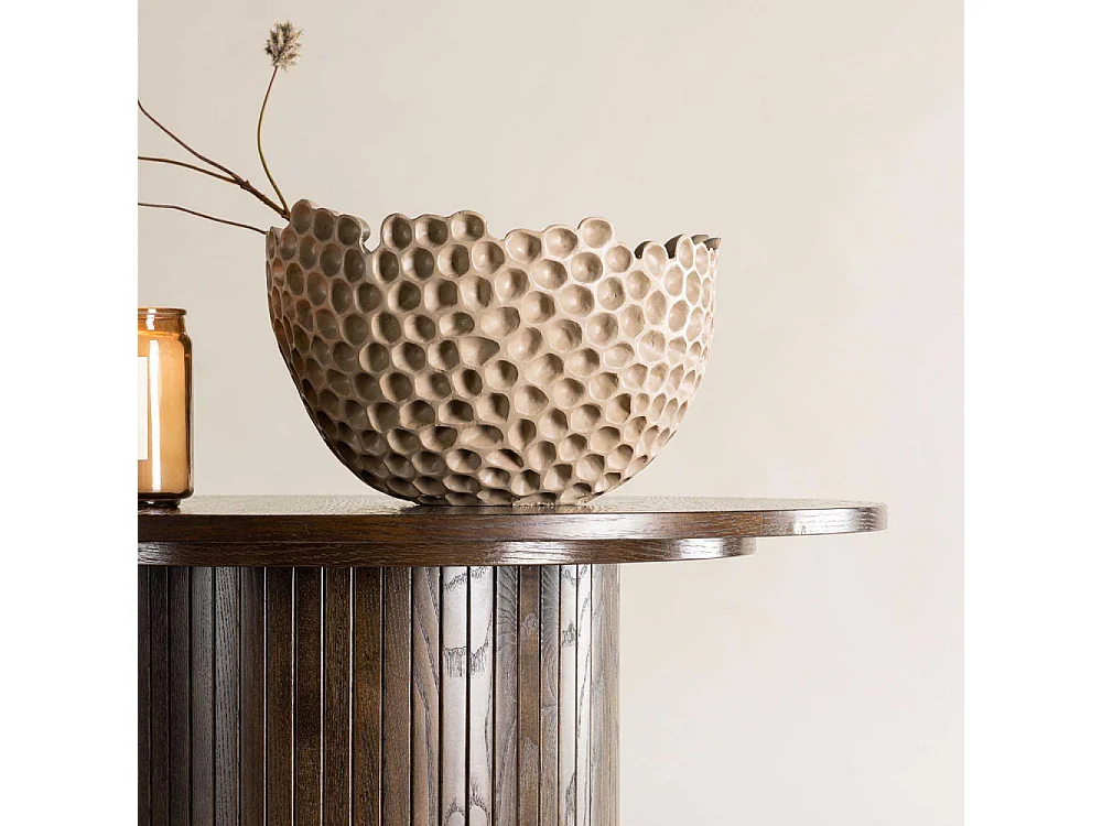 Table Basse Design Nervuré "Bianca" 80cm Marron