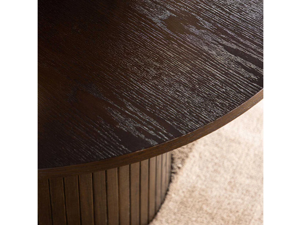 Table Basse Design Nervuré "Bianca" 80cm Marron