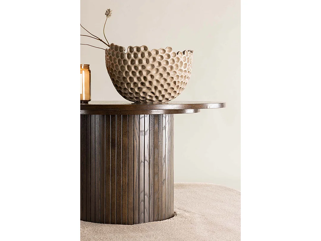 Table Basse Design Nervuré "Bianca" 80cm Marron