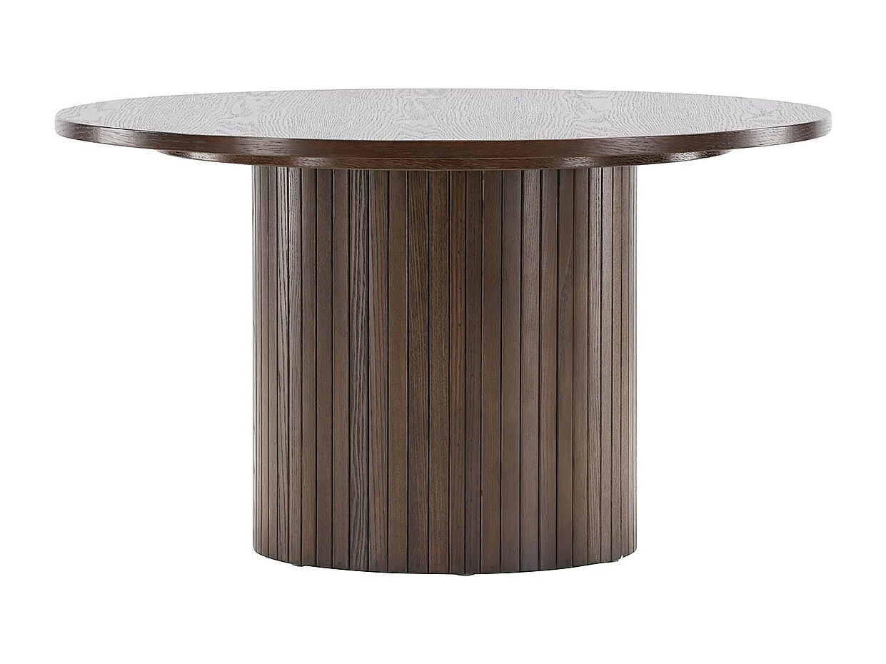 Table Basse Design Nervuré "Bianca" 80cm Marron