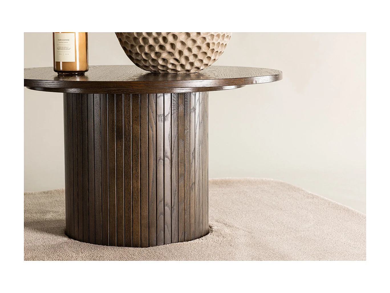 Table Basse Design Nervuré "Bianca" 80cm Marron